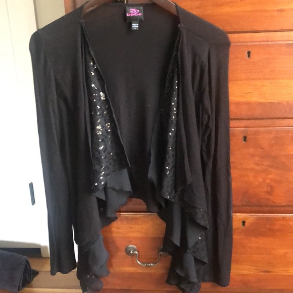 2b bebe black waterfall cardigan with sequins - Picture 2 of 4